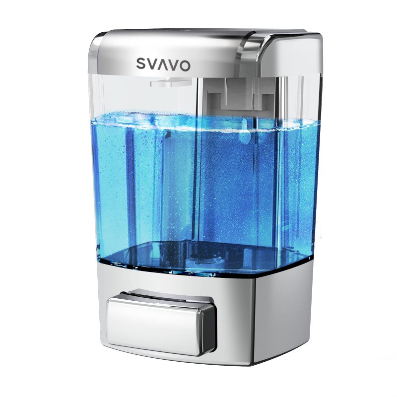 SVAVO Wall Mounted Soap Dispenser Kitchen Bathroom Manual Soap Dispenser Refillable Hand soap Dispenser for Liquid Contianers Shampoo Gel Chamber for Household Commerical 23.7oz (700ml) ABS - Image 1